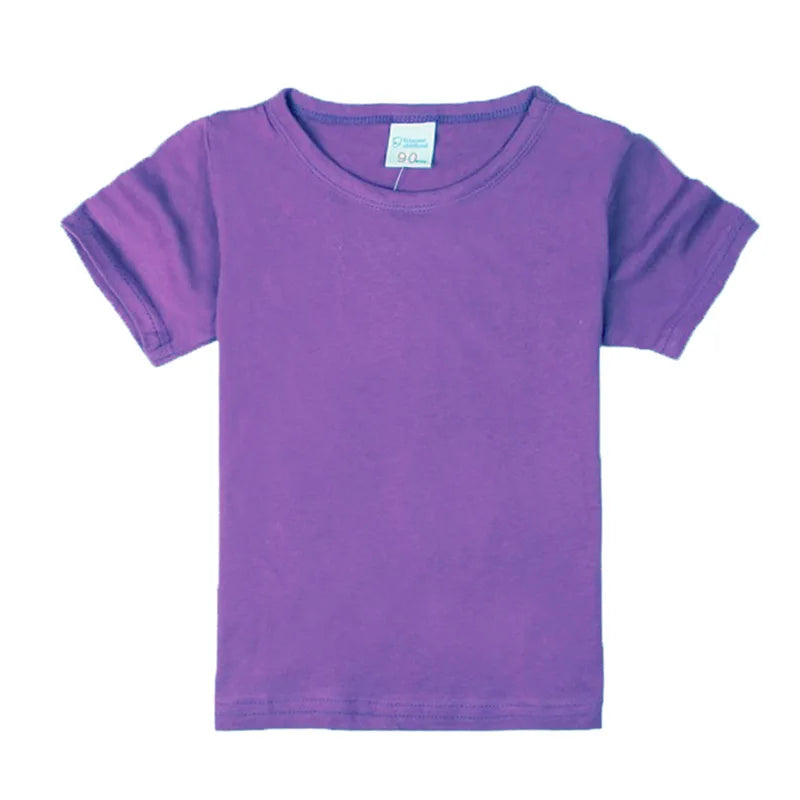 100% Cotton Summer Boys T Shirts Children's Tops Plain Cotton Girls Tops 14 Colors Teenager T-Shirts Kids T-Shirts for 1-14Years