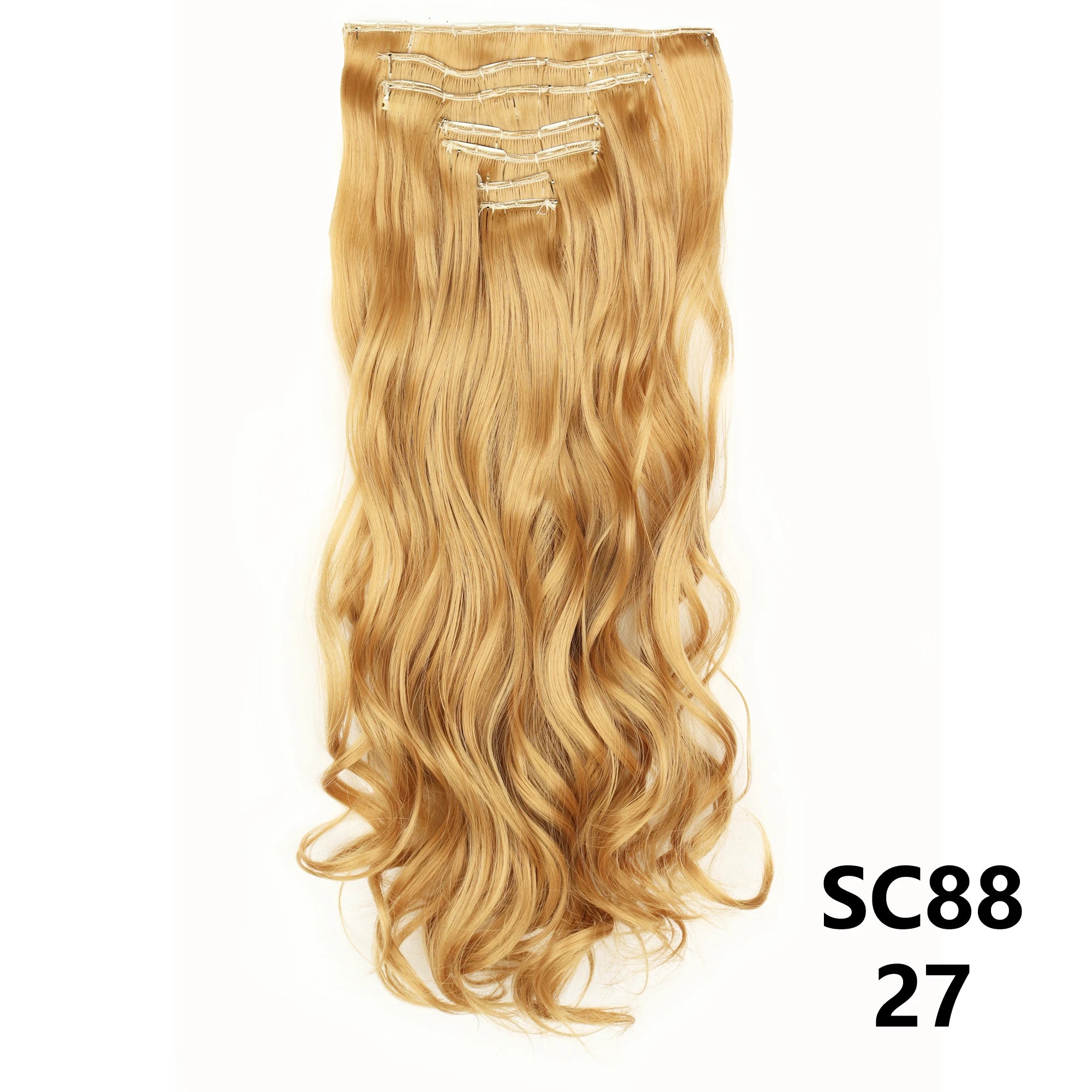 Long Straight Synthetic 16 Clips In Hair Extensions 7Pcs/Set High Temperature Fiber Black Brown Blonde Hairpiece For Women