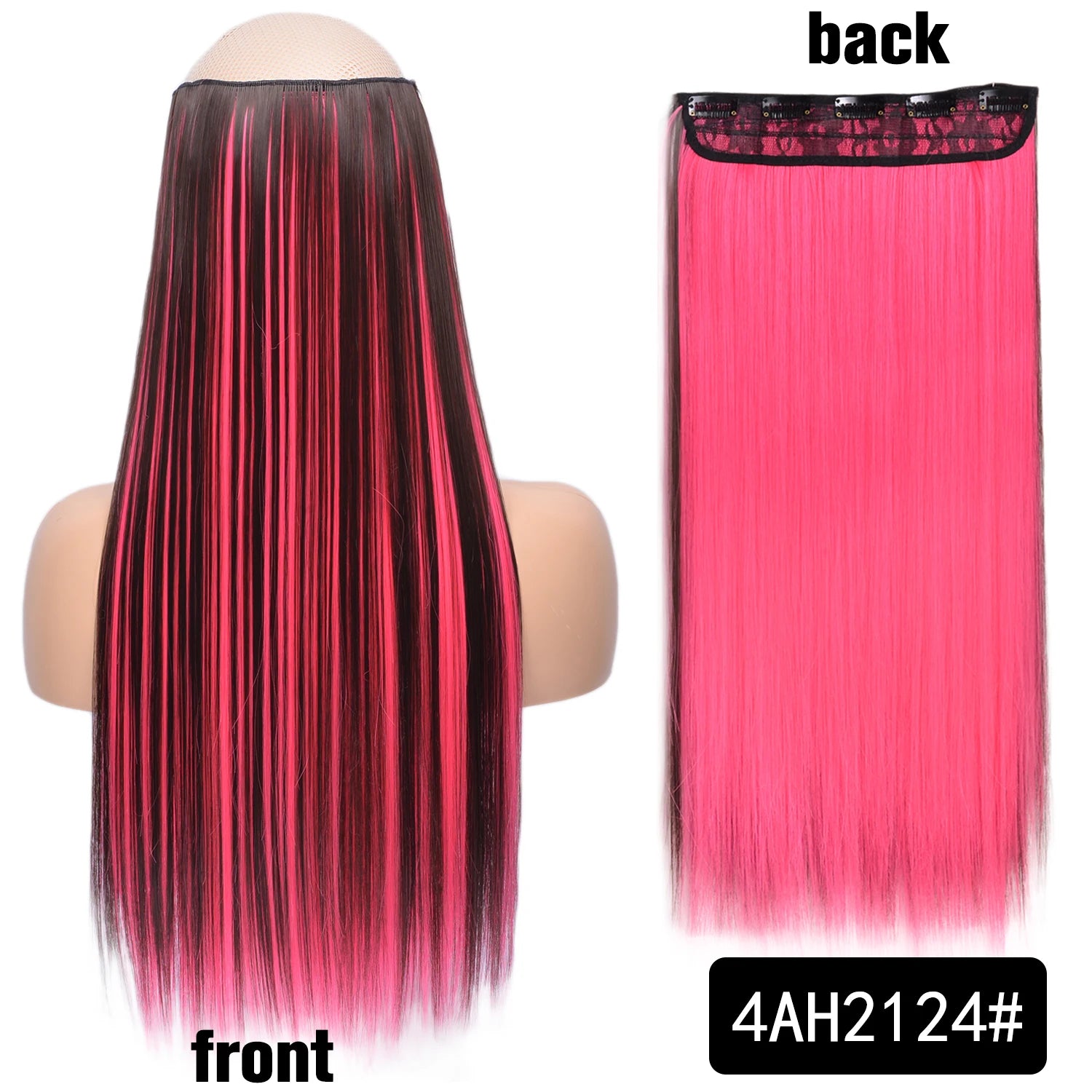 5 Clip-In Hair Extensions Long Straight One Piece Synthetic Heat-Resistant Fibre Hairpiece 22Inch Black Blonde Natural Hairstyle