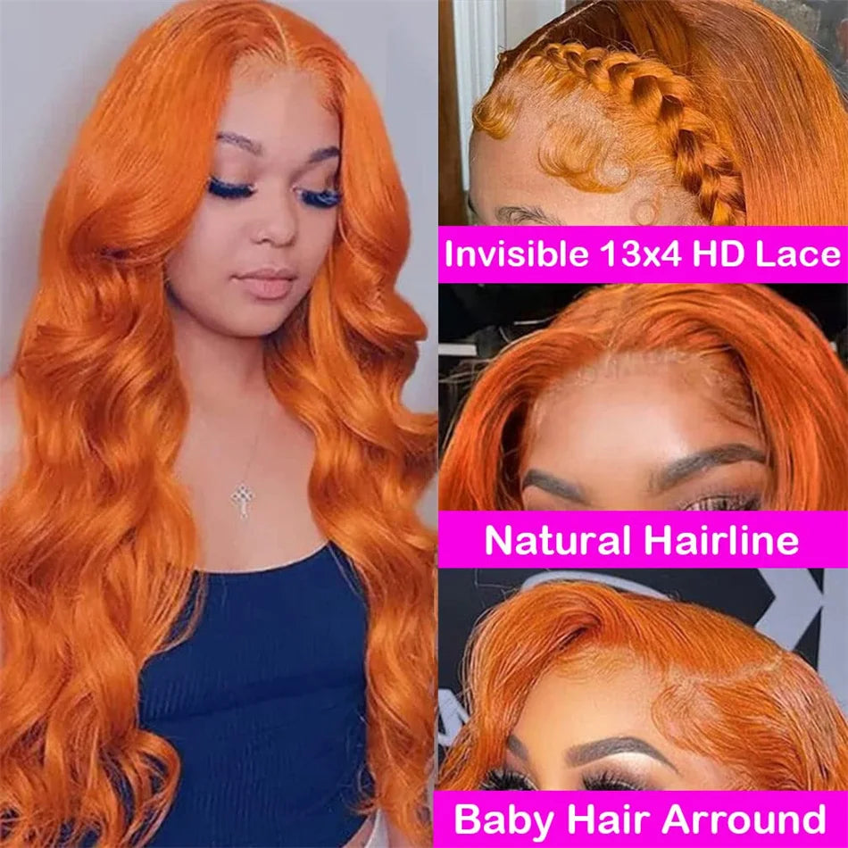 Orange Ginger Lace Front Wig 13x6 Body Wave