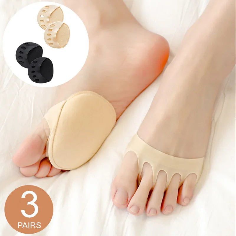 3 Pairs Open Toe Socks Women Set Sponge Pads for High Heel Shoes Soft Socks Forefoot Insole Five Fingers Socks Liner