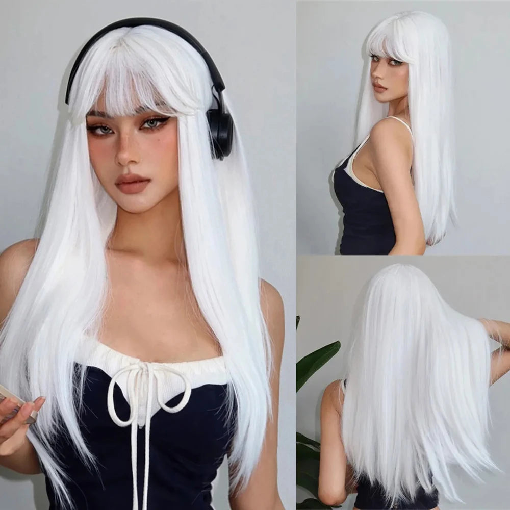 Light Blonde Long Straight Synthetic Wig
