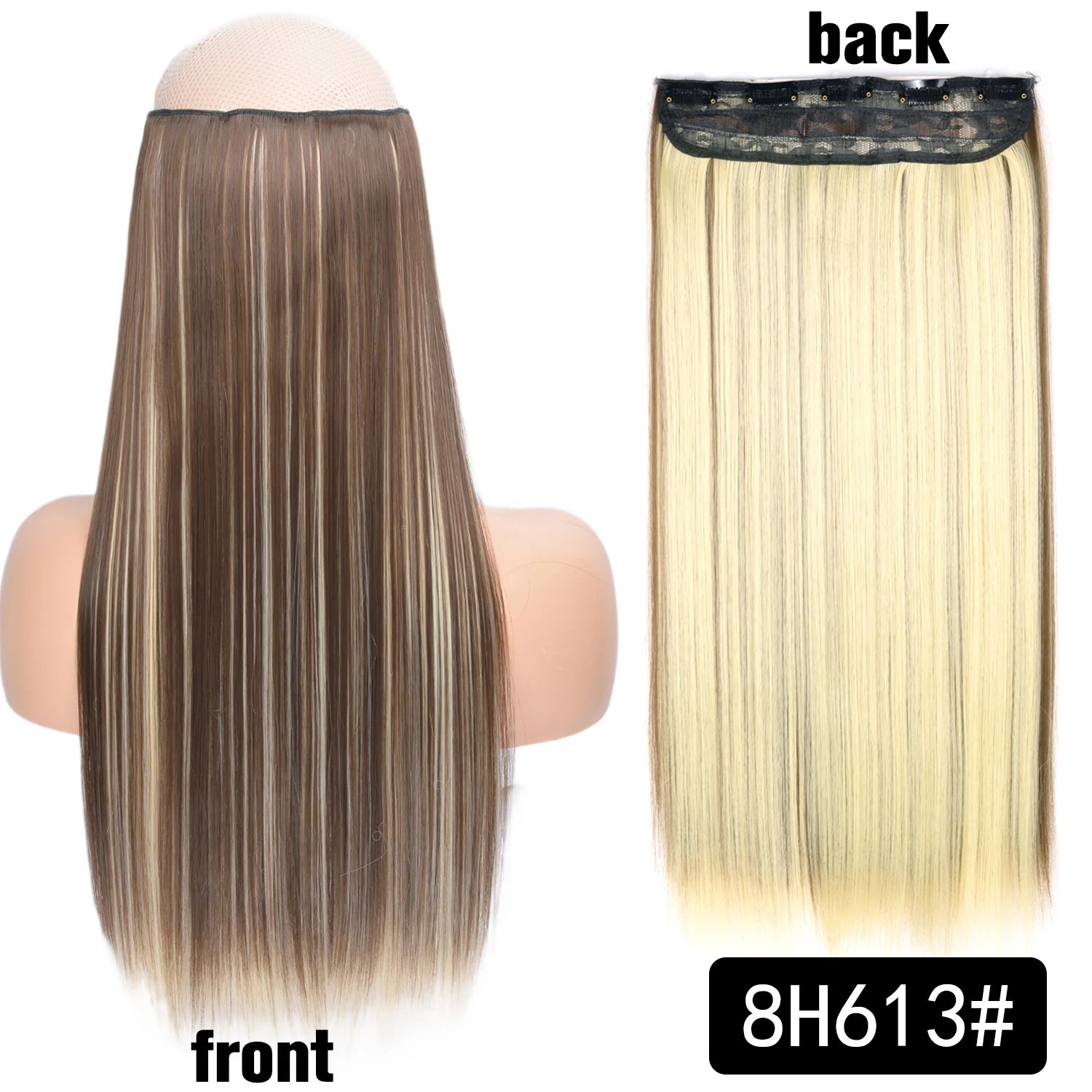 5 Clip-In Hair Extensions Long Straight One Piece Synthetic Heat-Resistant Fibre Hairpiece 22Inch Black Blonde Natural Hairstyle