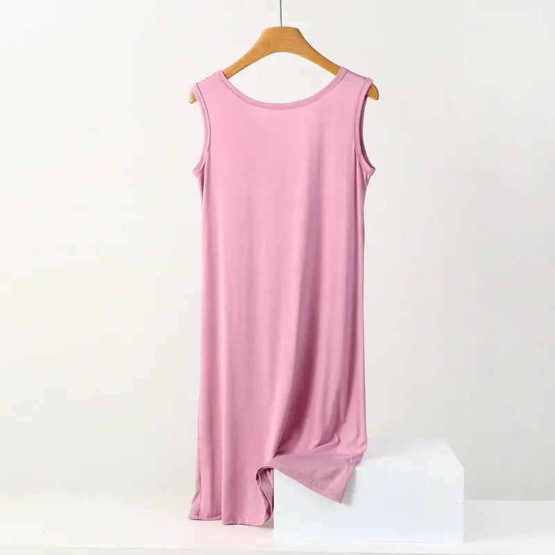 Plus Size Full Slips Dresses Women Summer Sleeveless Vest Inner Petticoat Dress Female Soft Modal White Underskirt XL-8XL