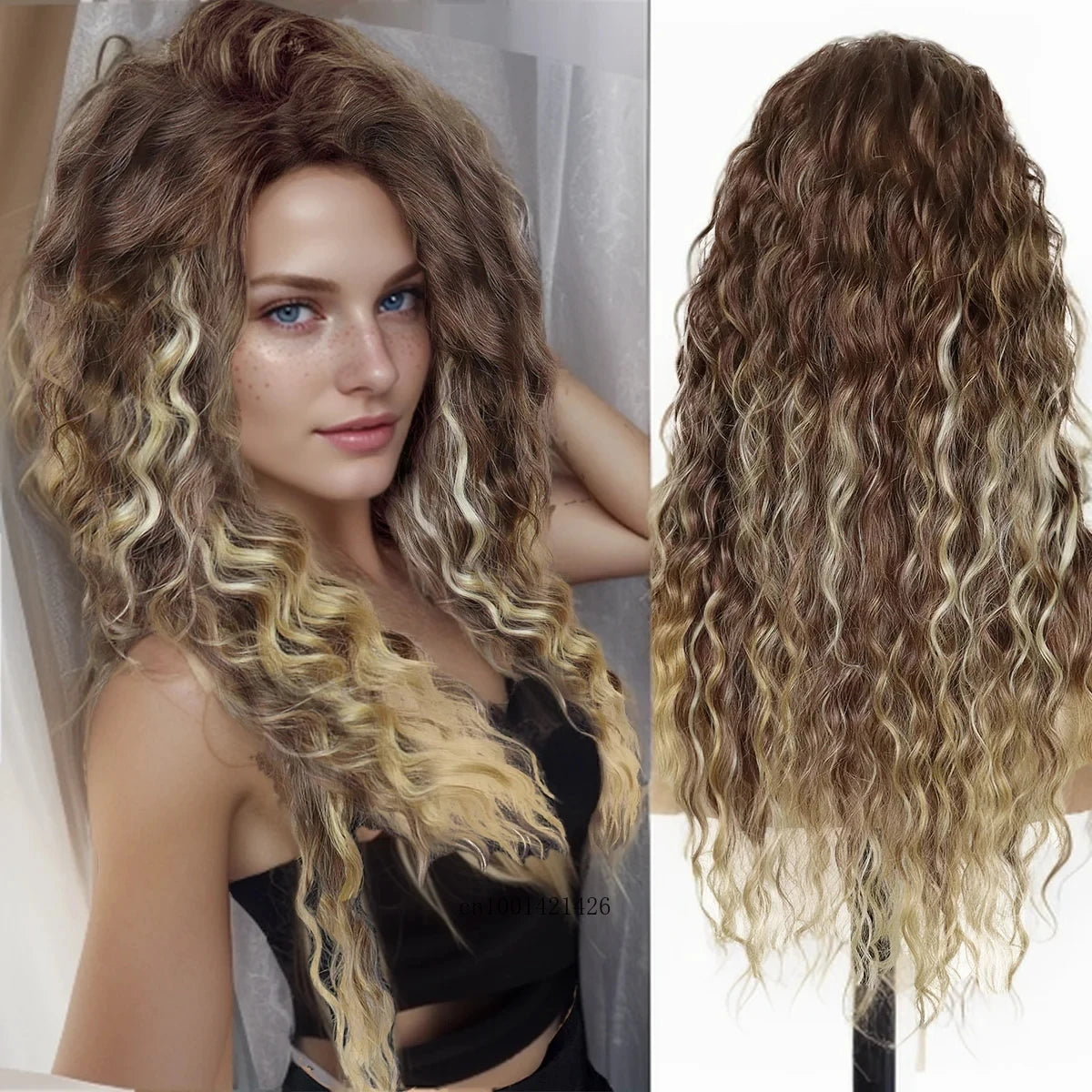 Ash Blonde Curly Wig 26" - Synthetic