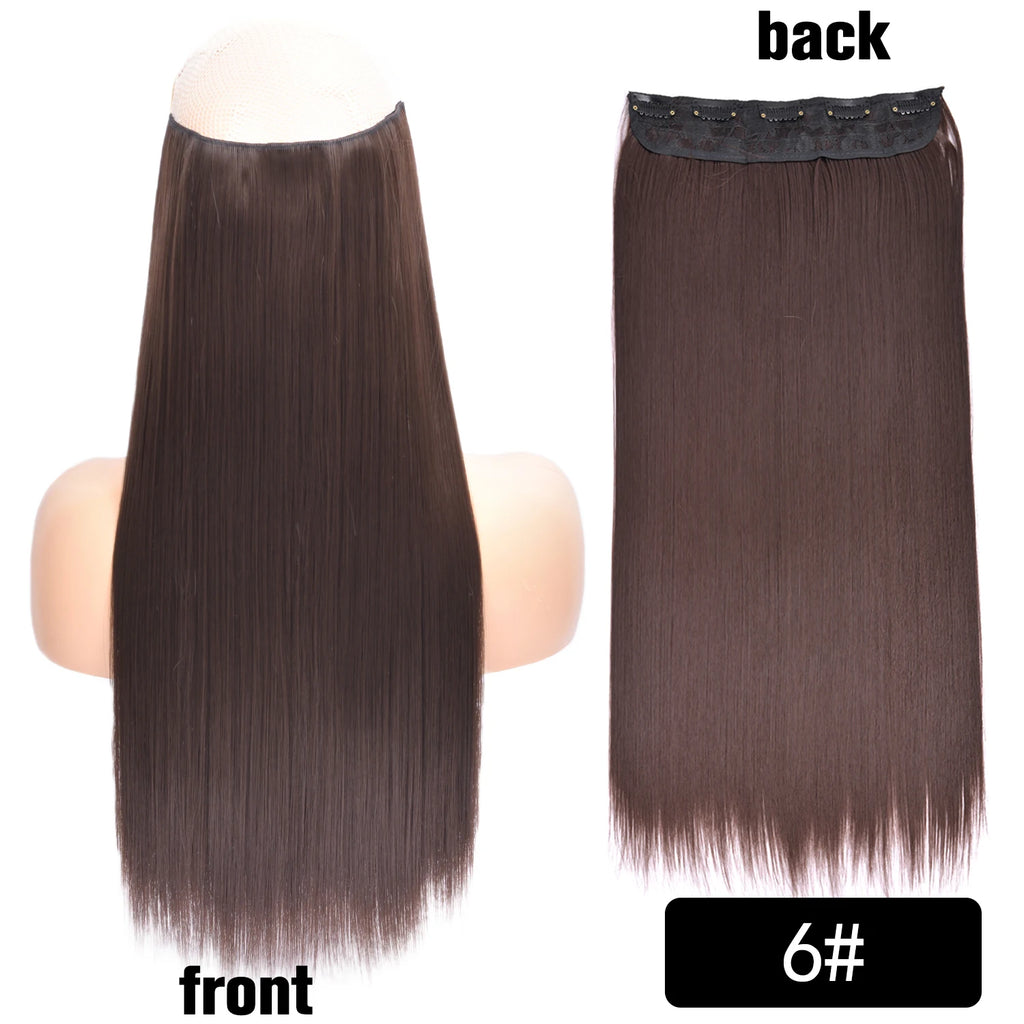 5 Clip-In Hair Extensions Long Straight One Piece Synthetic Heat-Resistant Fibre Hairpiece 22Inch Black Blonde Natural Hairstyle