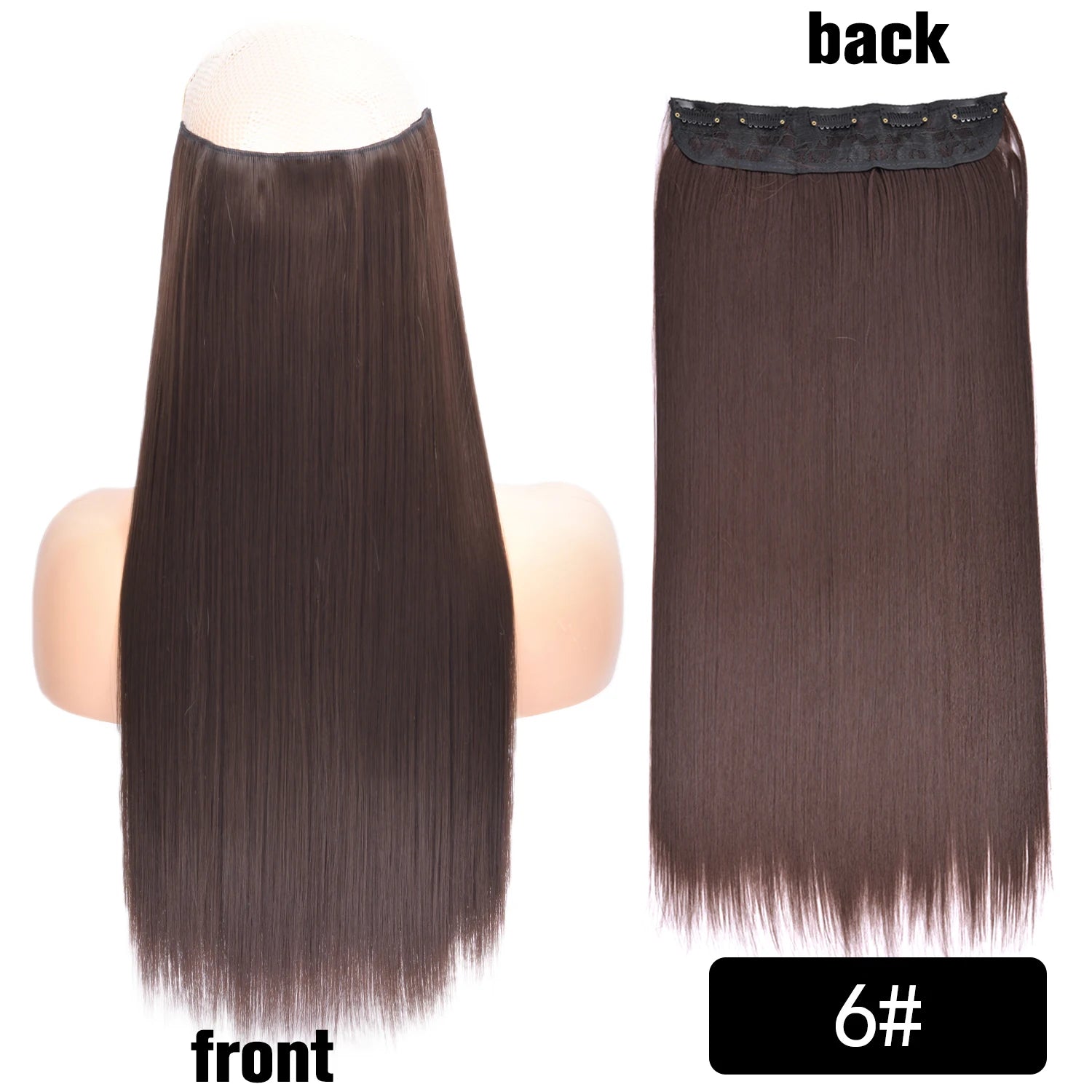 5 Clip-In Hair Extensions Long Straight One Piece Synthetic Heat-Resistant Fibre Hairpiece 22Inch Black Blonde Natural Hairstyle