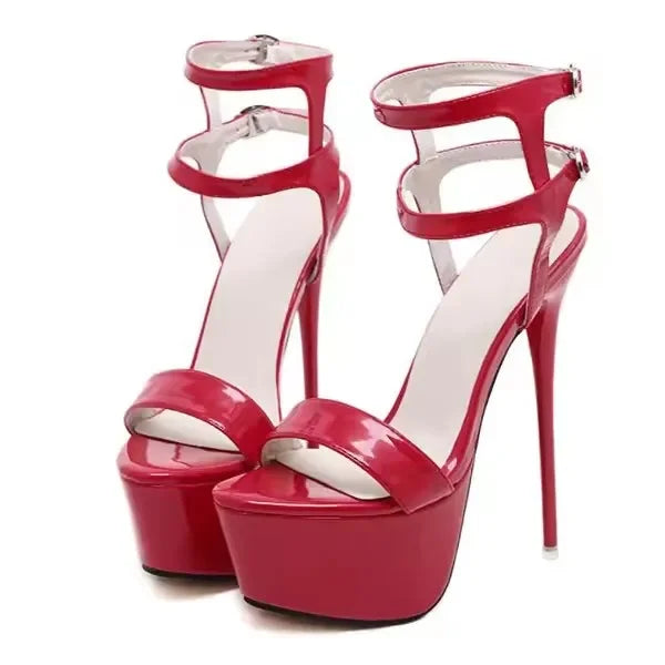Aneikeh Big Shoe Size 41 42 43 44 45 46 High Heels Sandals Summer Sexy Open Toe Party Dress 16CM Platform Gladiator Women Pumps