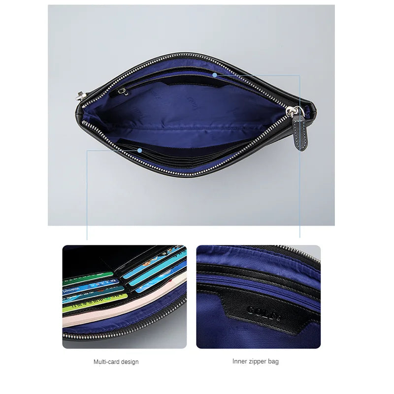 GOLF Men's Handbag Large Capacity Business Men's Bag Business Casual Soft Leather Portable Envelope Bag Mobile phone bag