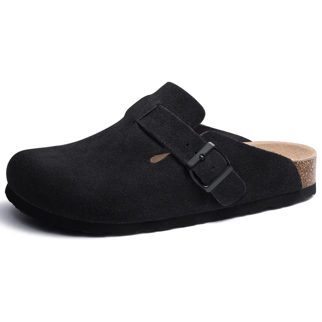 Kidmi Classic Cork Suede Slippers For Women Outdoor Cork Antiskid Men Mules New Women Cow Suede Clogs Shoes With Arch Support