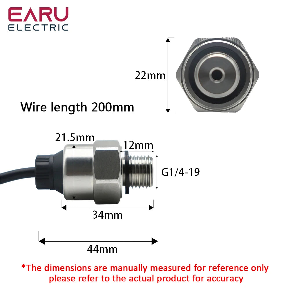 Pressure Sensor Transmitter For Water Oil Fuel Gas Air G1/4 5V Ceramic Sensor Stainless Steel 0.5Mpa 1.2Mpa Transducer