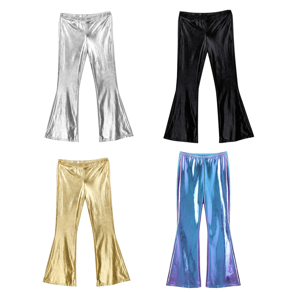 Men's Metallic Disco Pants Bell Bottom Flared