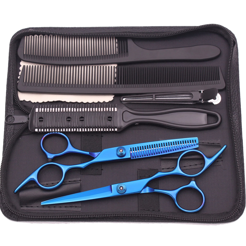 6.0'' Hair Scissors Professional Cutting Shears Thinning Hairdressing Haircut Comb Razors Sets Salon Barber & Home Dropshipping