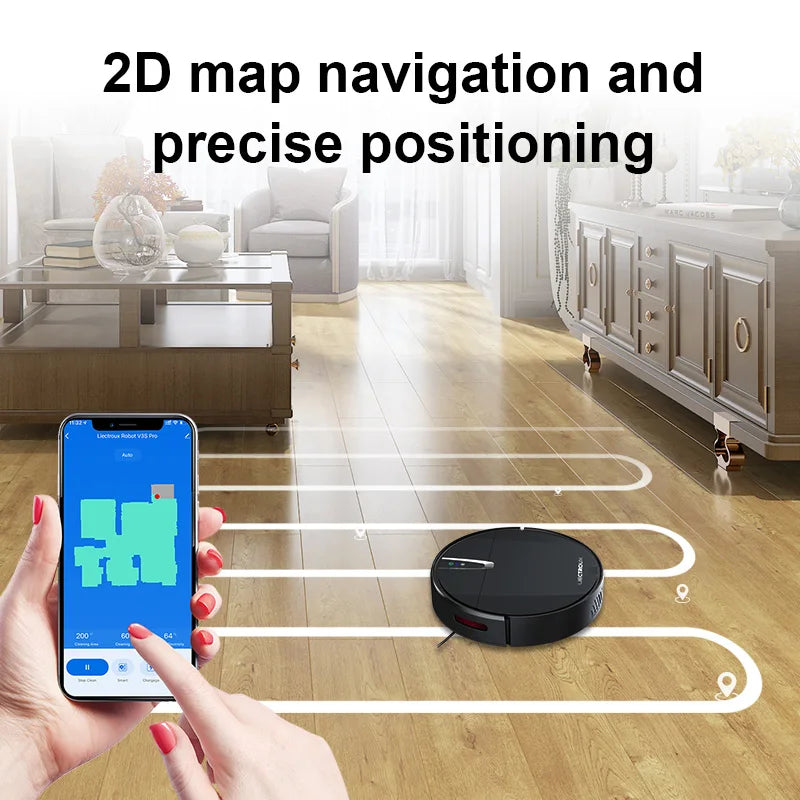LIECTROUX V3S PRO Robot Vacuum Cleaner & Wet Mop Combo,Smart Mapping,WiFi App,4KPa,Brushless Motor,Ideal for Pet Hair,Carpet,Flo