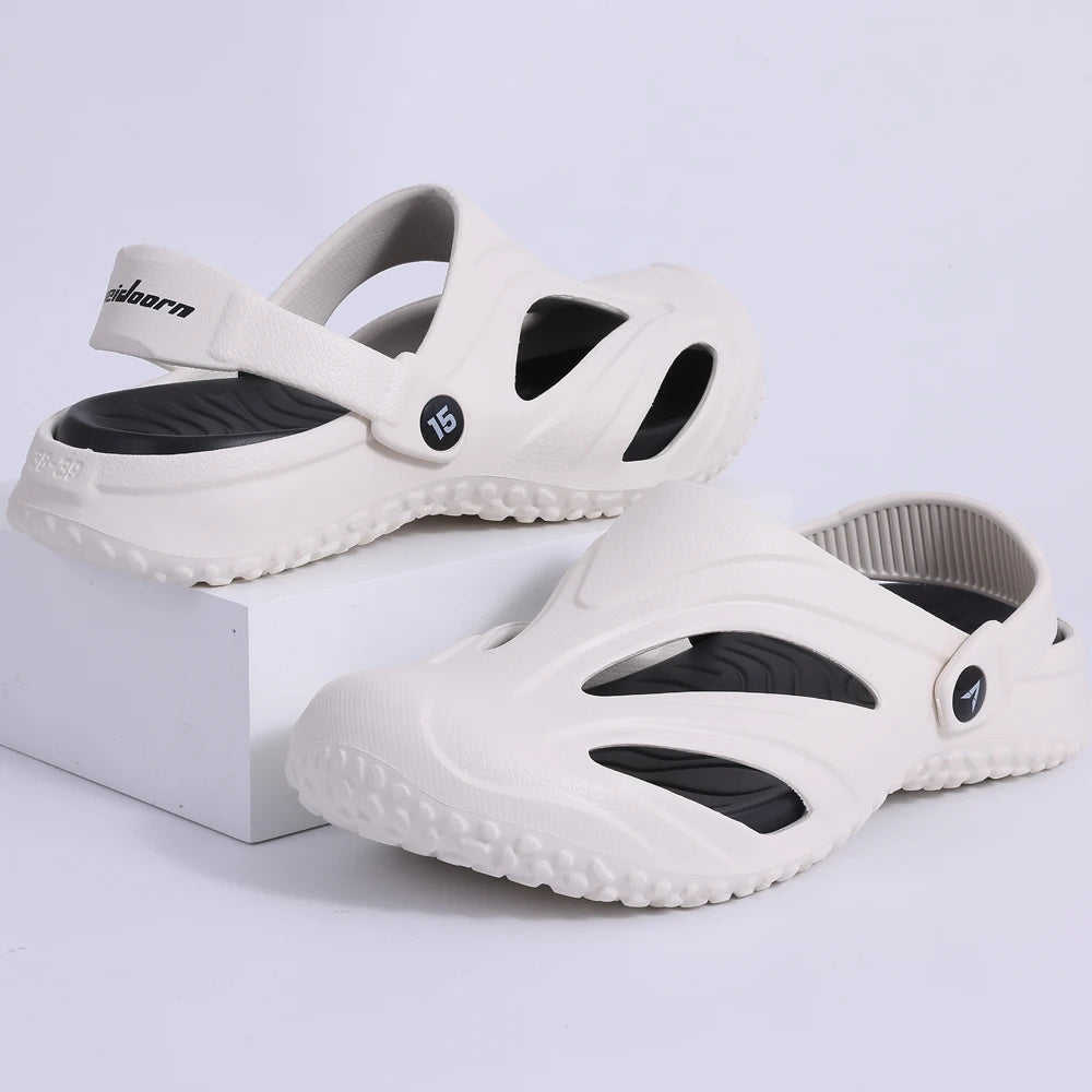 Litfun Men Clogs Slippers Outside Beach Slides EVA Light Soft Sandals Flat Shoes Fashion Casual Garden Shoes With Arch Support