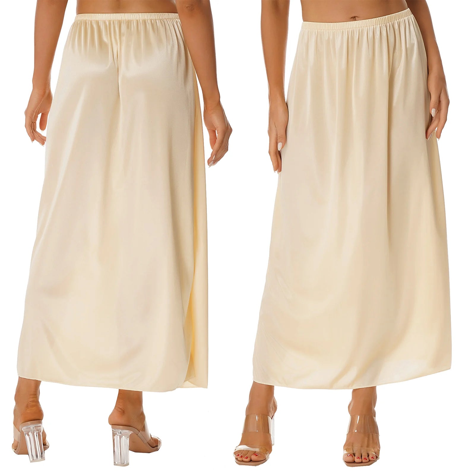 Womens Solid Color Underskirt Smooth Elastic Waistband Petticoat Inner Lining Skirt Party Prom Wedding Bridesmaid Dress Skirts