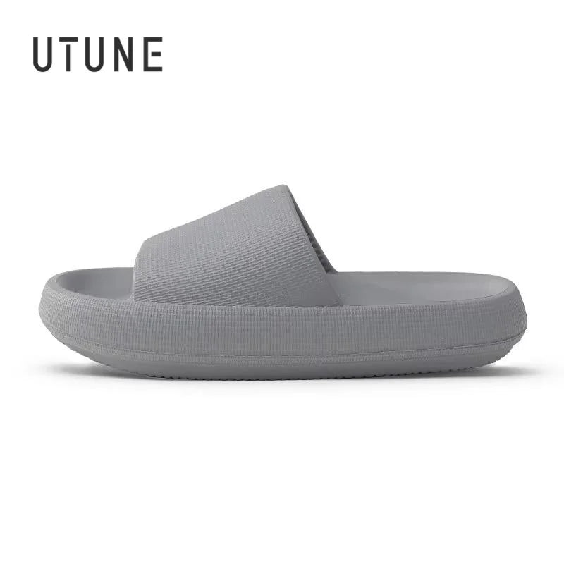 UTUNE 4.5CM Sandal Slides Women Men Couple Thick Sole Soft Indoor Platform House Shoes Men Bathroom Home Summer EVA Non-slip San