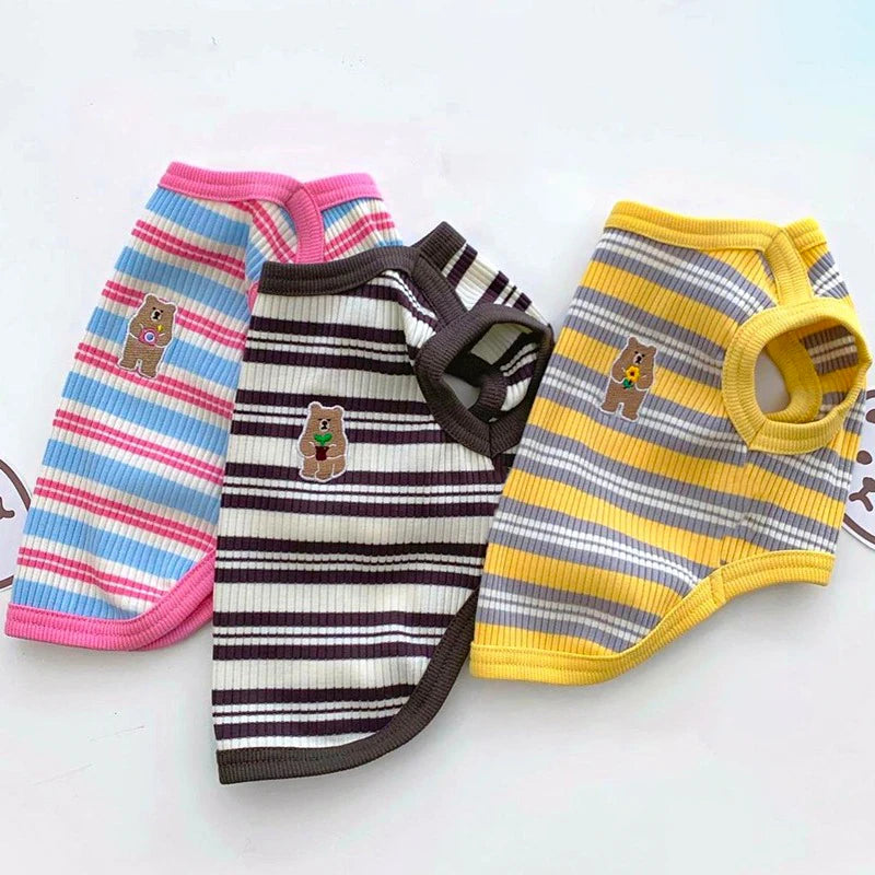 Cotton Rib Dog Shirt Stripe Vest Small Dogs