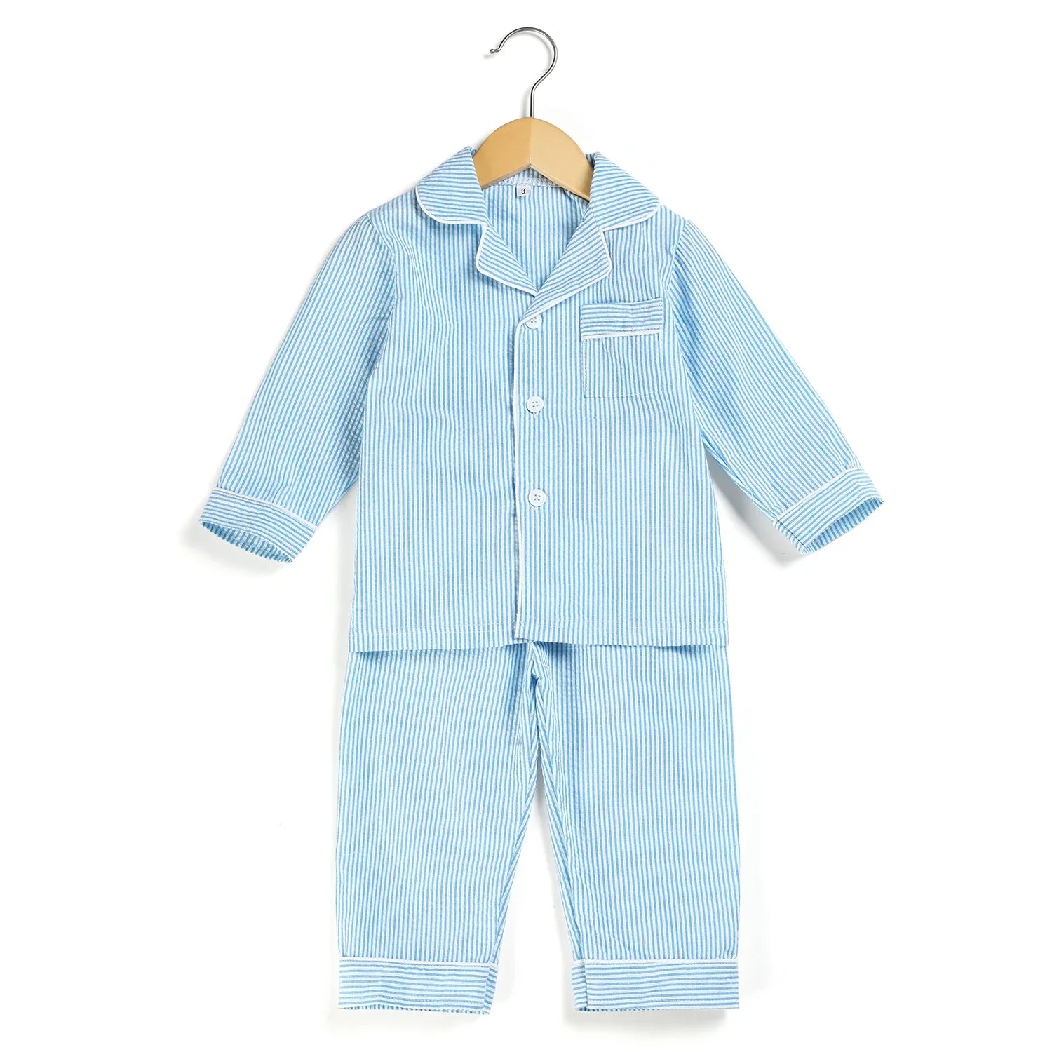 Ruffkids Summer Kids Pajamas Cotton Seersucker Sibling Matching Pjs Sleepwear Baby Clothes Loungewear Girls Boys Pyjamas Sets