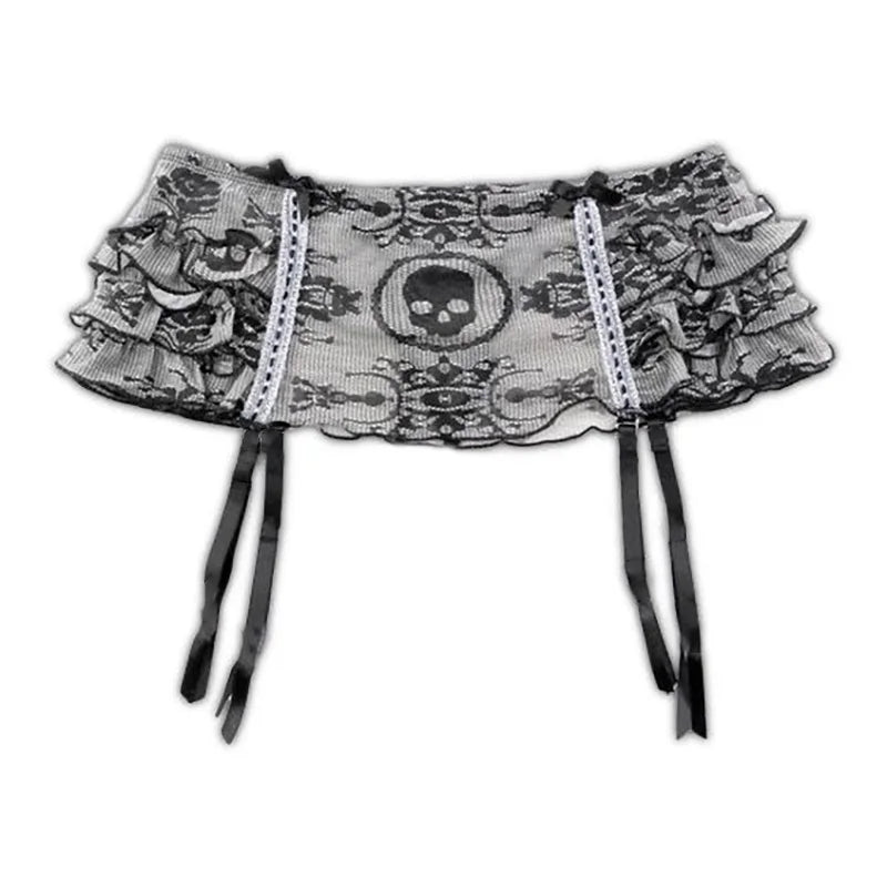 Spicy Girls Y2K Skirt Skull Harajuku Graphic Print Rock Goth Retro Mini Skirt Hiphop Streetwear Dress Punk Half length skirt EMO
