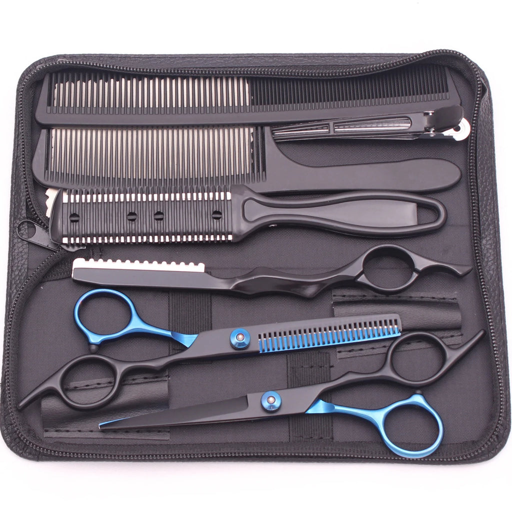 6.0'' Hair Scissors Professional Cutting Shears Thinning Hairdressing Haircut Comb Razors Sets Salon Barber & Home Dropshipping