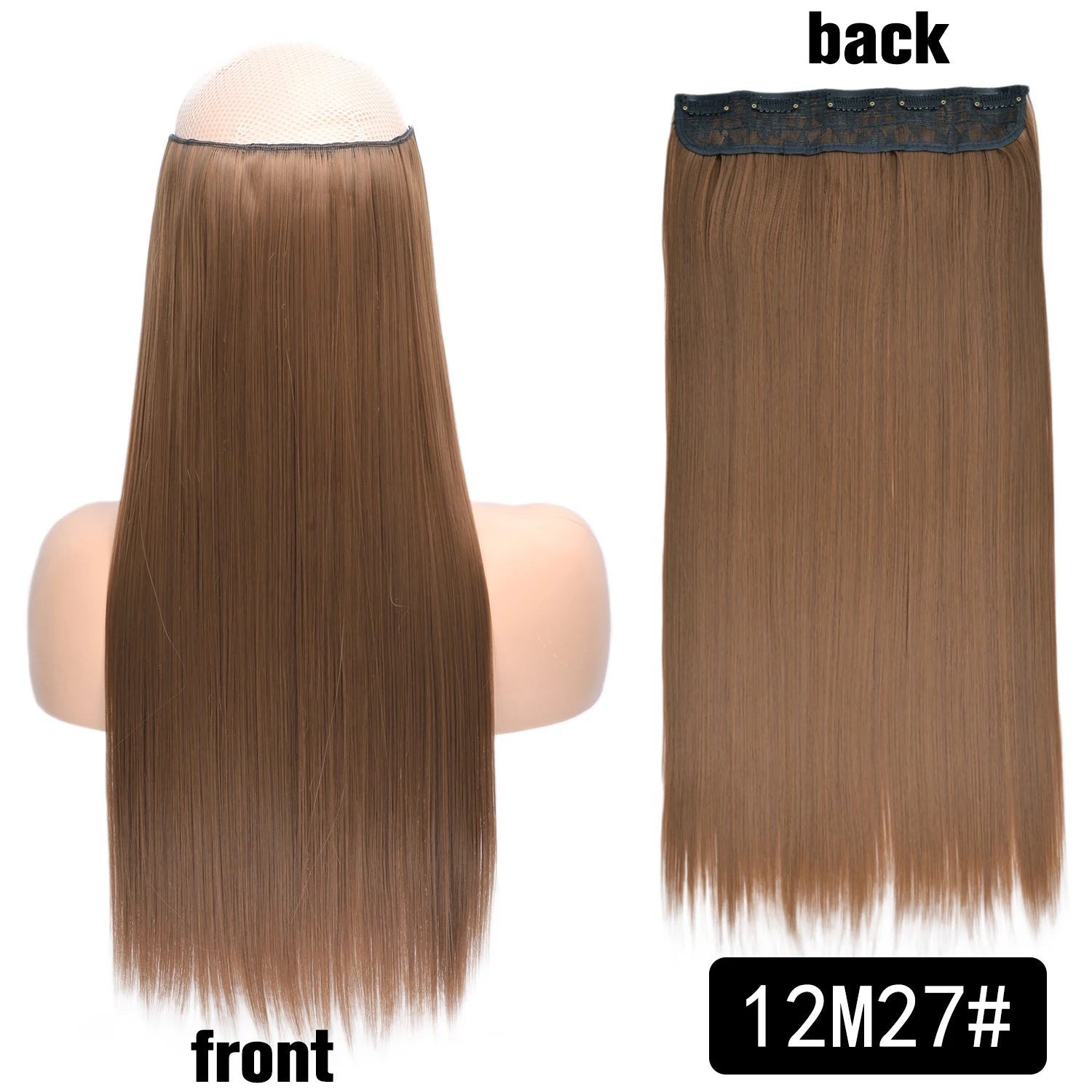 5 Clip-In Hair Extensions Long Straight One Piece Synthetic Heat-Resistant Fibre Hairpiece 22Inch Black Blonde Natural Hairstyle
