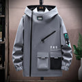 Zipper Jacket Men's Pilot Hooded Jacket Spring/Autumn Baseball Uniform Tide Card Loose Pullover Front Pocket Adding velvet Coat