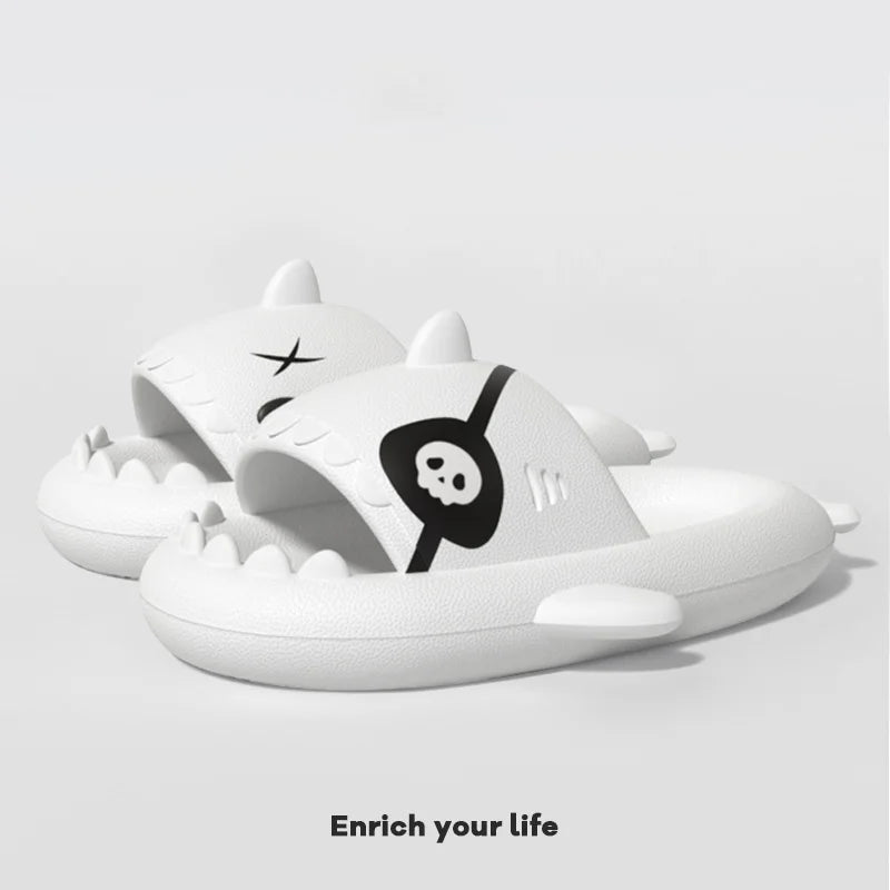 Goosecret Women Pirate Shark Sandals Non-Slips Slides Outdoor Cozy Beach Shoes Thick Sole Home Sandals Men Soft Bottom Slippers