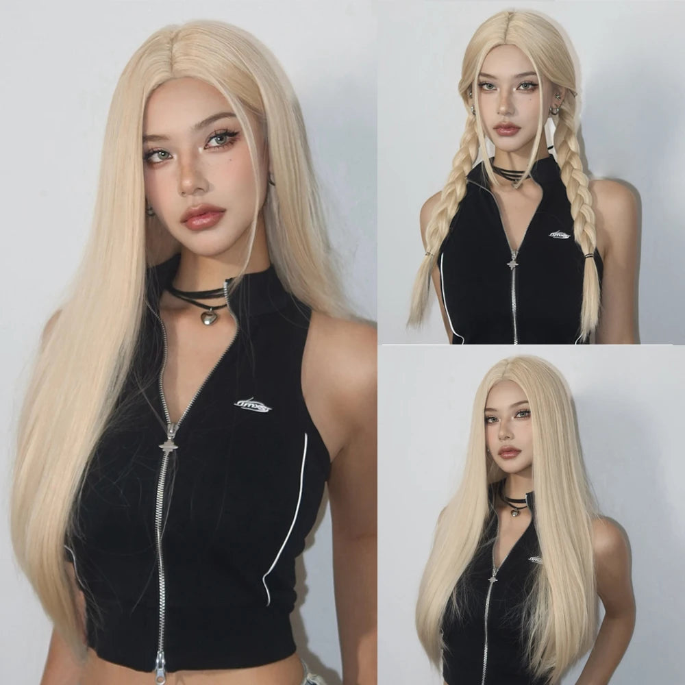 Light Blonde Long Straight Synthetic Wig