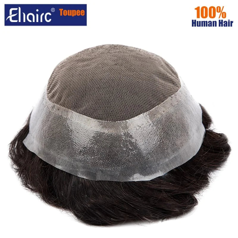 Australia Sale --Male Hair Prosthesis Men's Wig Lace and PU Breathable Toupee Men 6" Wigs For Men Natural Hairline Men's Wigs