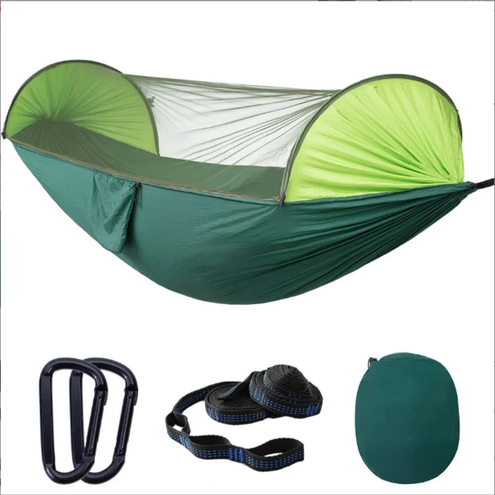 Camping Hammocks Mosquito Net Pop-Up Light Portable Outdoor Parachute Hammocks Swing Sleeping Hammock Camping Stuff Hanging Beds