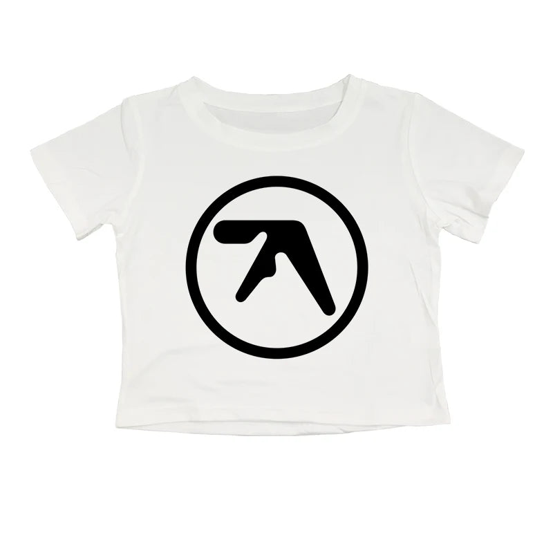 Punk Aphex Twin Print T-Shirt Crop Top Y2k