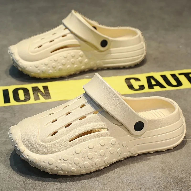 Comwarm Summer Men Clogs Slippers Unisex Eva Breathable Hollow Hole Shoes Men's Fashion Sneaker Sandals Lightweight Beach Slides