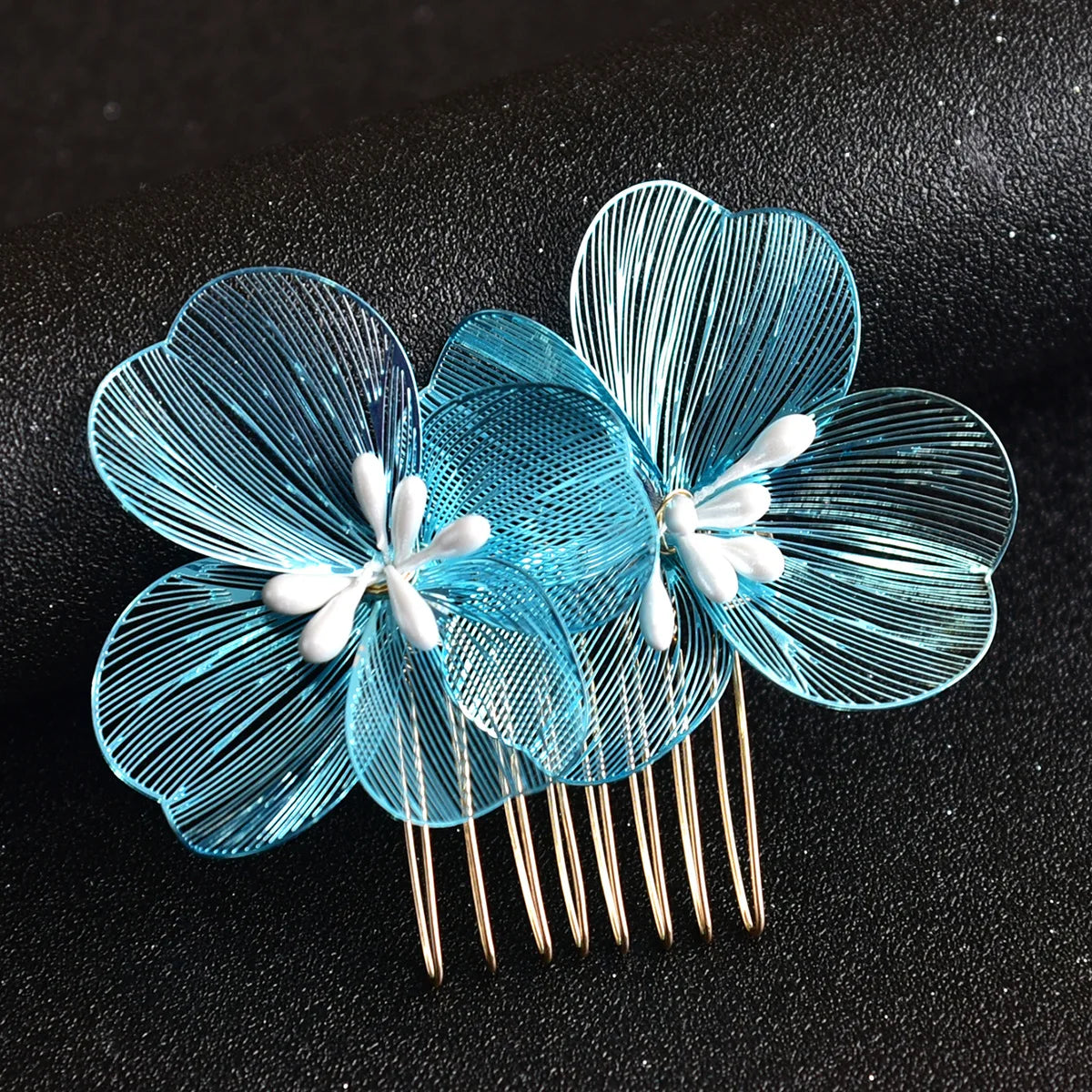 Bride Wedding Hair Comb Gold Flower Hairpin