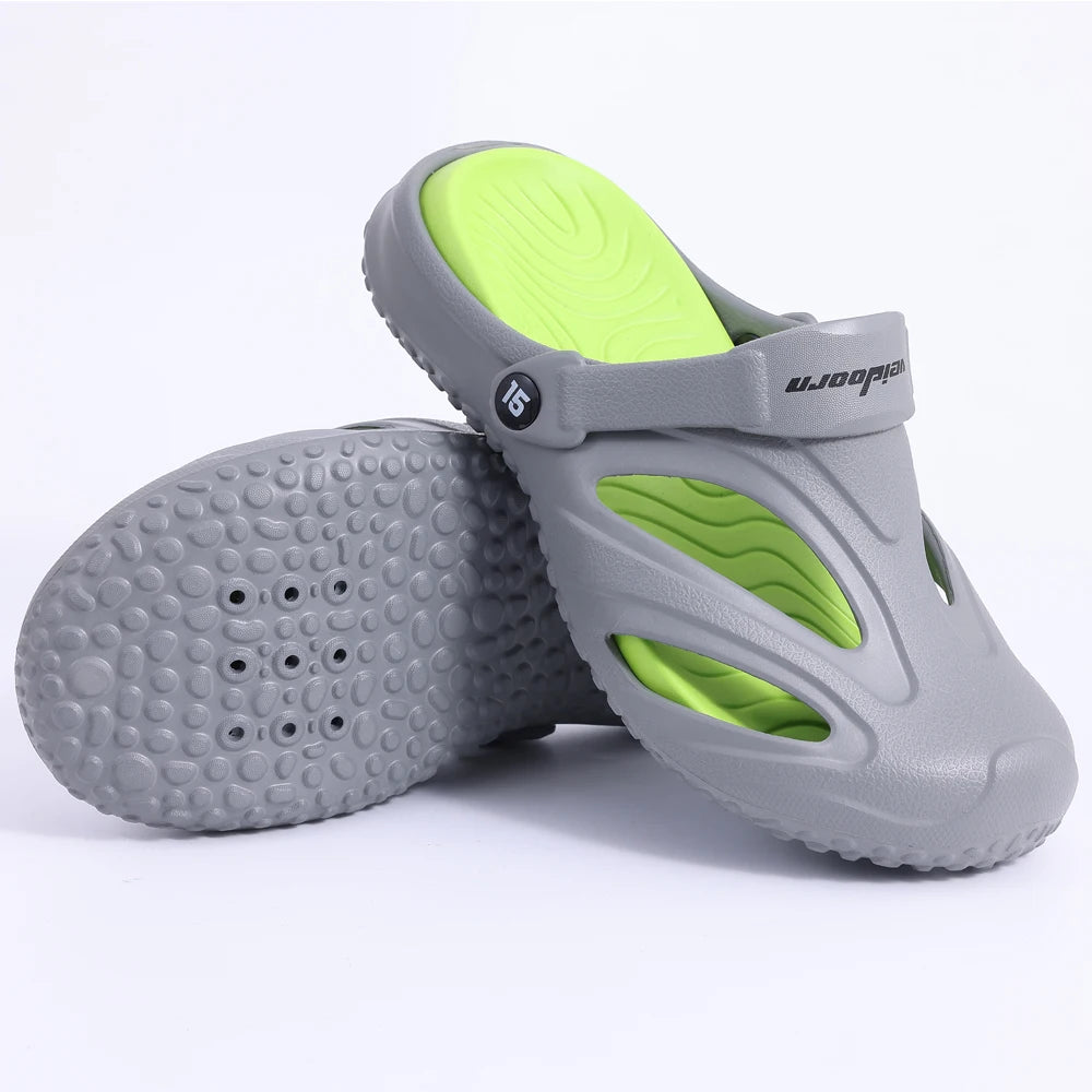 Litfun Men Clogs Slippers Outside Beach Slides EVA Light Soft Sandals Flat Shoes Fashion Casual Garden Shoes With Arch Support
