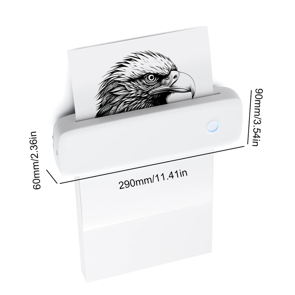 A4 Thermal Transfer Printer USB Wireless&amp Portable Printers with Mobile Computer 2in/3in/4in/8in/8.5in for Office School