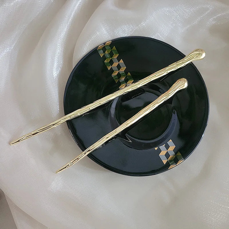 New Women Metal Hairpins Clips Simple Hair Stick Barrette Clip  Alloy Chopstick Wedding Hairstyle Design Tools Hair Jewelry