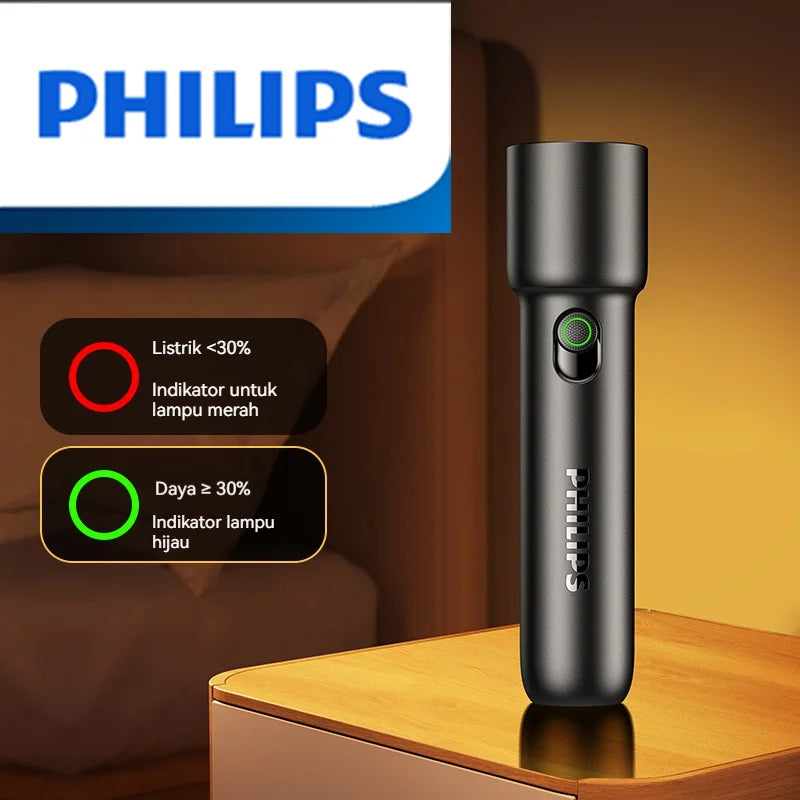 Philips 2024 New EDC Portable Flashlight Rechargeable LED Flashlights for Camping Hiking