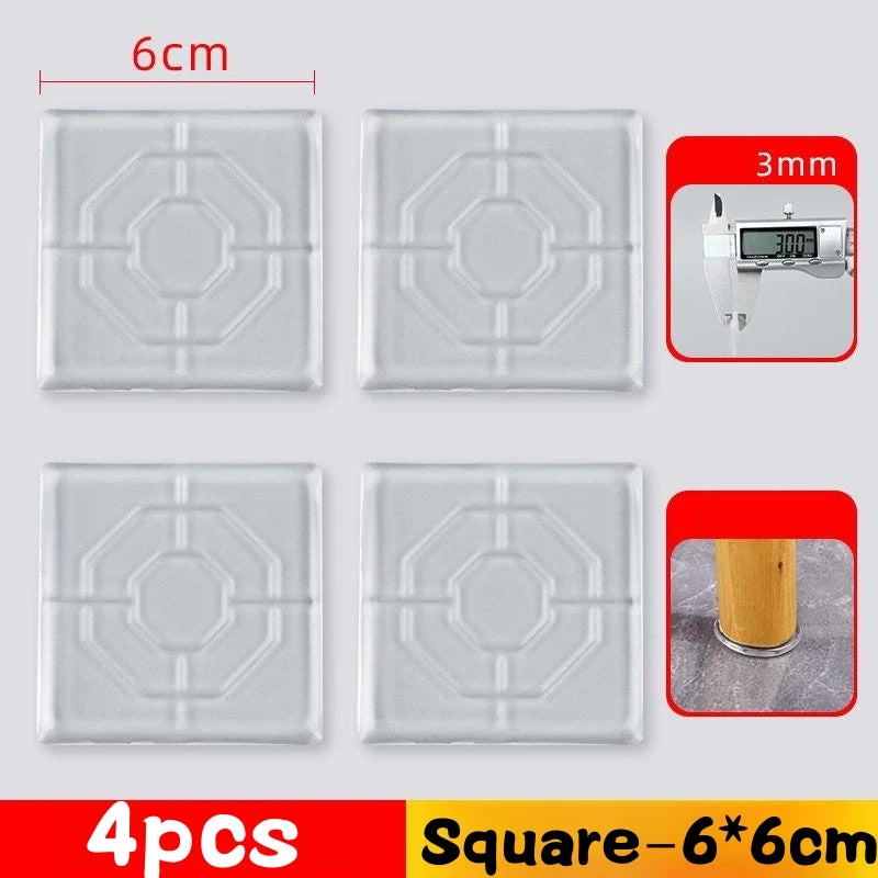 4Pcs Anti Vibration Pads for Washing Machine Chair Leg Protectors Non-slip Mat Mute Silicone Stickers Sofa Furniture Feet Cover