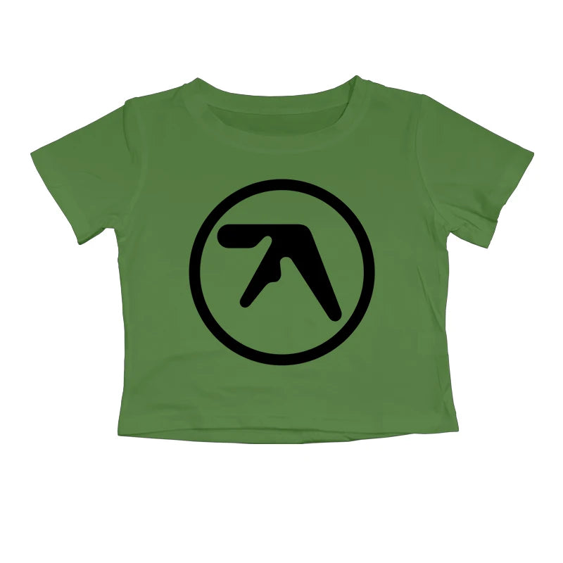 Punk Aphex Twin Print T-Shirt Crop Top Y2k