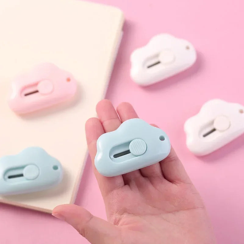 Cute Cloud Mini Retractable Utility Knife Portable Small Pocket Sized Student Art Knife Express Unpacking Office Paper Cutting