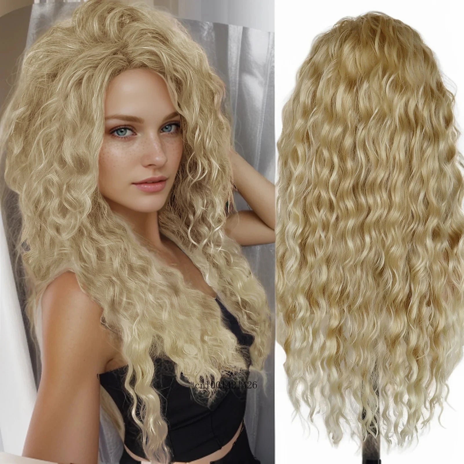 Ash Blonde Curly Wig 26" - Synthetic