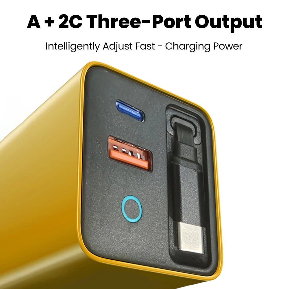 80W Super Fast Charge Type C USB Phone Charger With Telescopic USB C Cable For Iphone 16 15 Samsung Laptop With Light