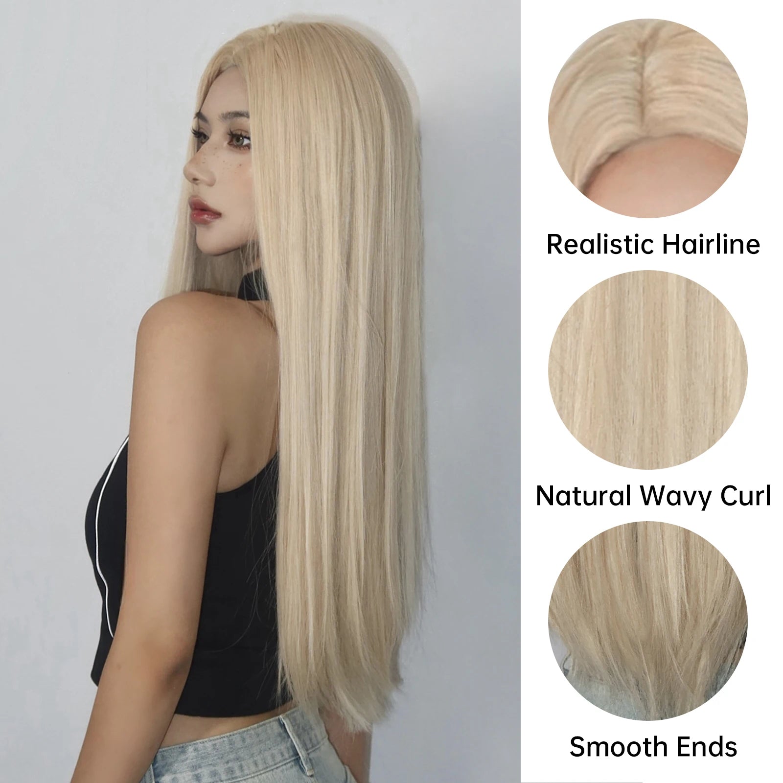 Light Blonde Straight Synthetic Wig - Long