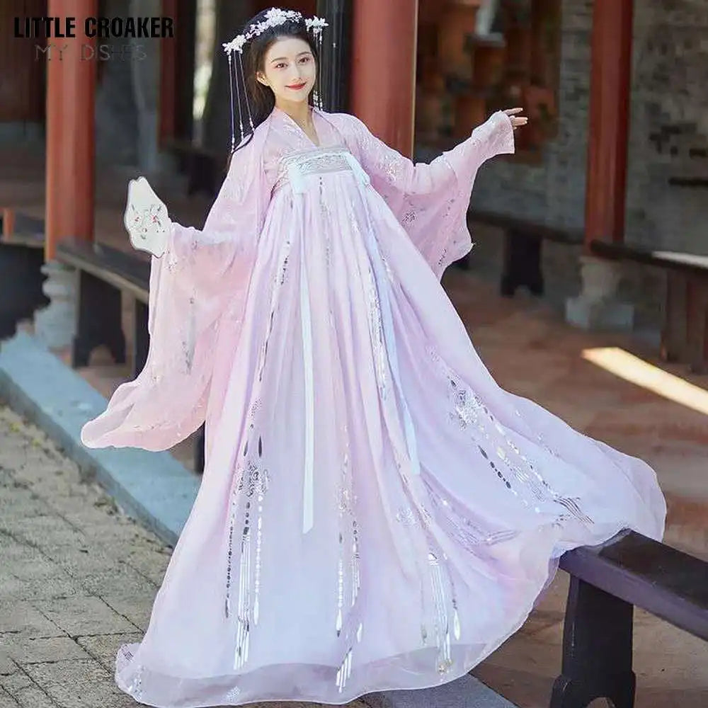 Summer Chinese Hanfu Princess Dress Women Fairy Folk with Kimono Female Dance Oriental Costume Chinese Clothes