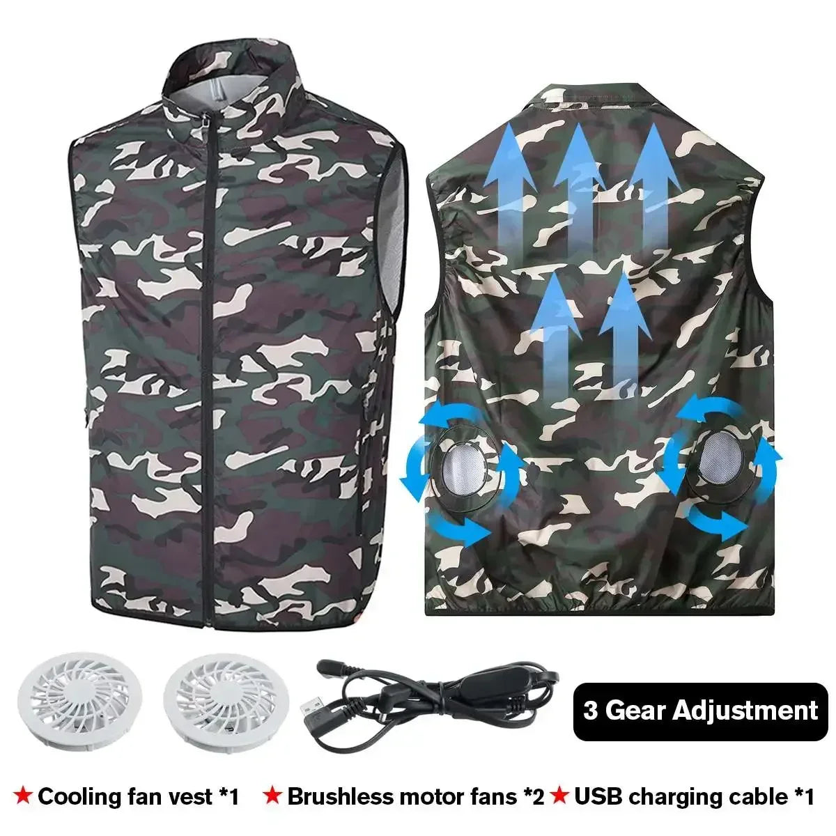 2024 Summer Fan Vest Men Cool and Cooling USB Cooling Outdoor Camping Air-conditioned Clothing Men Waterproof Sleeveless Jacket