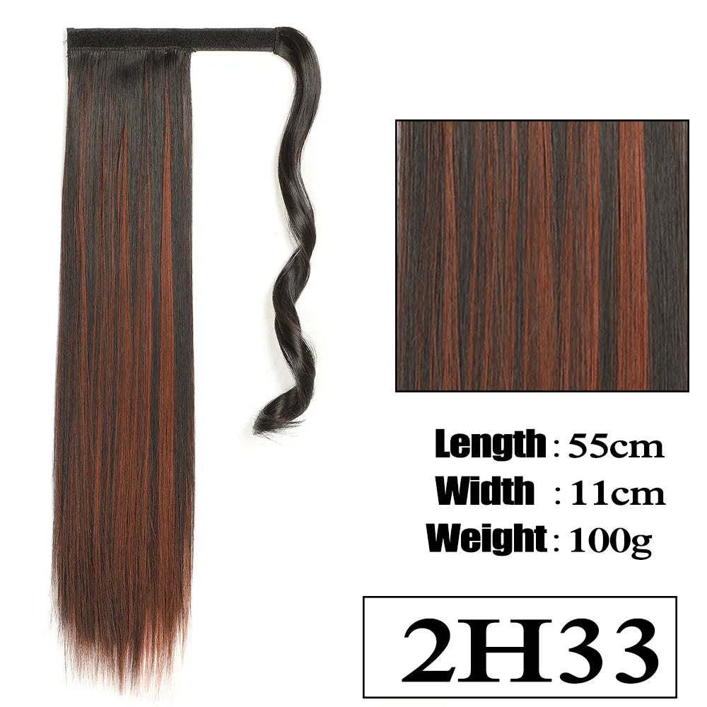 VIVIEIEI Ponytail Hair Extension 22 Inch 100g Natural Black Ponytail Extension Clip in Wrap Around Hair Extension Hairpieces