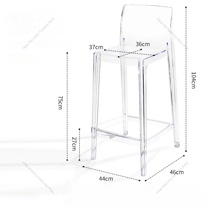 High Dining Bar Chairs Office Nordic Accent Velvet Bar Stools Luxury Transparent Acrylic Design Banqueta Home Furniture HBBC
