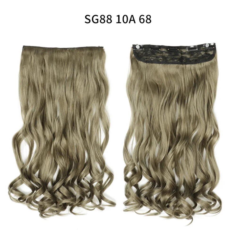 5 Clip-In Hair Extensions Long Straight One Piece Synthetic Heat-Resistant Fibre Hairpiece 22Inch Black Blonde Natural Hairstyle