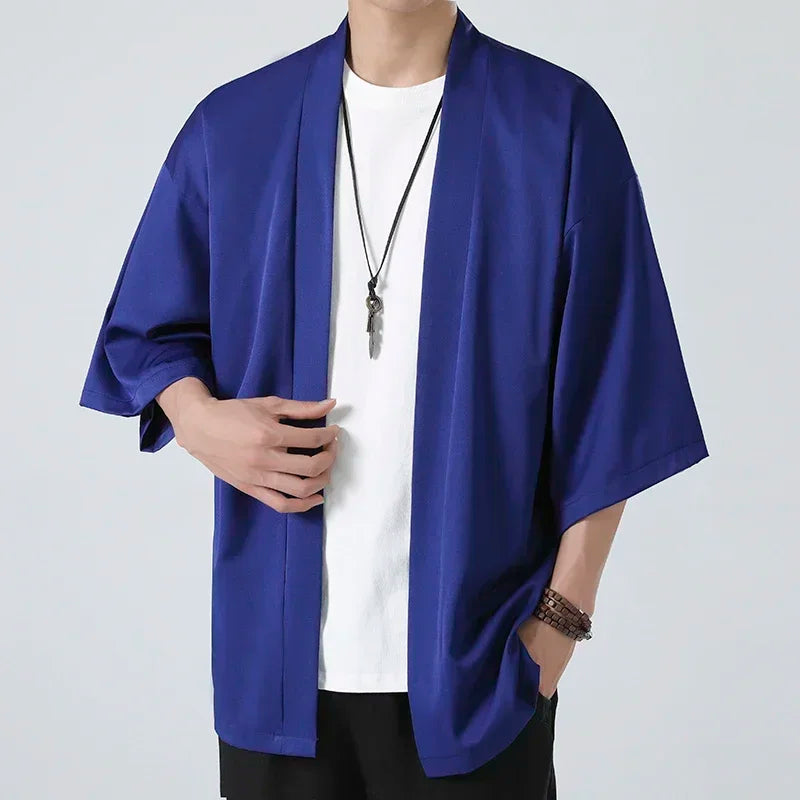 Kimono Cardigan Jacket Men's Japanese Summer Yukata Men's Yuki Obi Japanese Dragon Coat Traditional Japan Clothing Outwear New